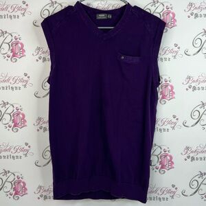 MEXX slim fit tank top vest style buttons detail Purple Sleeveless V-Neck Top